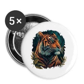 Tiger in Afrika - Buttons groß 56 mm (5er Pack) - Weiß - Vorne