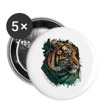 Green Tiger - Buttons large 2.2''/56 mm (5-pack) - white - Front
