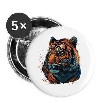 Artwork of a Tiger - Buttons large 2.2''/56 mm (5-pack) - white - Front