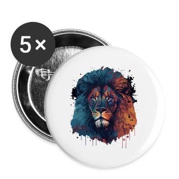 Lion Illustration - Buttons large 2.2''/56 mm (5-pack) - white - Front