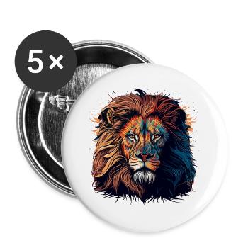 Lion Lineart - Buttons large 2.2''/56 mm (5-pack) - white - Front