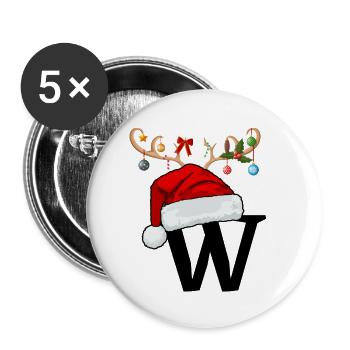 Brief W Weihnachtsmütze - Buttons groß 56 mm (5er Pack) - Weiß - Vorne
