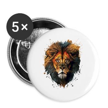 Löwen Geschenkidee - Buttons groß 56 mm (5er Pack) - Weiß - Vorne