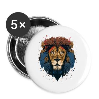 Animal Lover - Lion - Buttons large 2.2''/56 mm (5-pack) - white - Front
