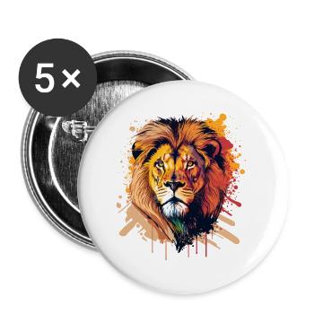 Tête d’animal - Lot de 5 grands badges (56 mm) - blanc - Devant