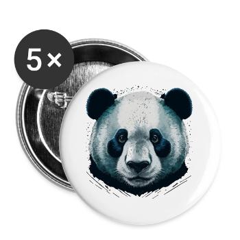Tête de panda réaliste - Lot de 5 grands badges (56 mm) - blanc - Devant