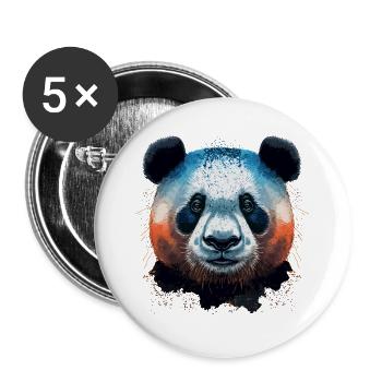 Tête de panda - Lot de 5 grands badges (56 mm) - blanc - Devant