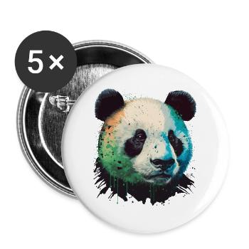 Gesicht des Pandas - Buttons groß 56 mm (5er Pack) - Weiß - Vorne