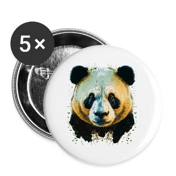 Tête de panda jaune - Lot de 5 grands badges (56 mm) - blanc - Devant