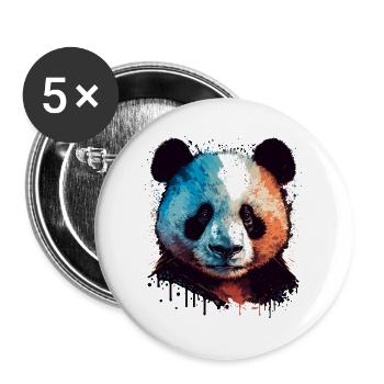 Panda Cadeau pour les garçons - Lot de 5 grands badges (56 mm) - blanc - Devant