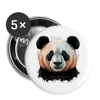 Tête de panda - Lot de 5 grands badges (56 mm) - blanc - Devant