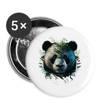 Panda caché derrière des lattes - Lot de 5 grands badges (56 mm) - blanc - Devant