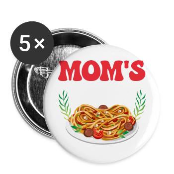 Mom's Spaghetti Italian Food Pasta Lover - Buttons groß 56 mm (5er Pack) - Weiß - Vorne