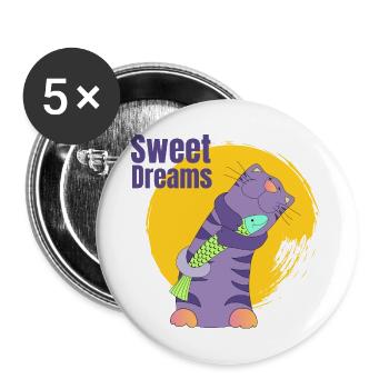 cat cute meow purple stripes animal gift - Buttons large 2.2''/56 mm (5-pack) - white - Front