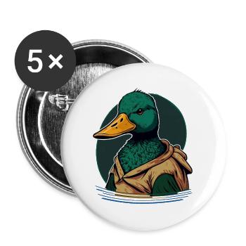 Drôle de canard - Lot de 5 grands badges (56 mm) - blanc - Devant
