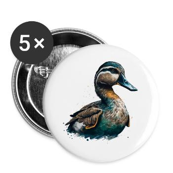 Meine Ente ist deine Ente - Buttons groß 56 mm (5er Pack) - Weiß - Vorne