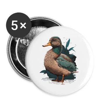 Canard canard - Lot de 5 grands badges (56 mm) - blanc - Devant