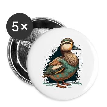 Canard pour l’amoureux du canard - Lot de 5 grands badges (56 mm) - blanc - Devant