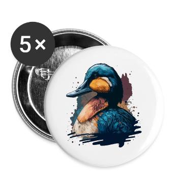 Peinture de canard - Lot de 5 grands badges (56 mm) - blanc - Devant