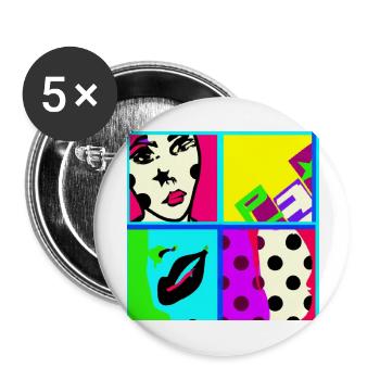 Pop art - Buttons groß 56 mm (5er Pack) - Weiß - Vorne