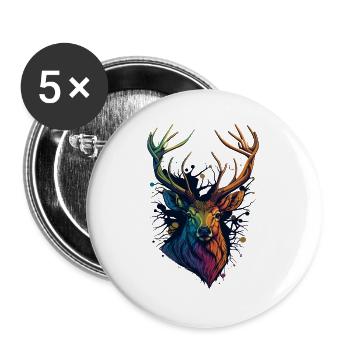 Hirsch - Buttons groß 56 mm (5er Pack) - Weiß - Vorne