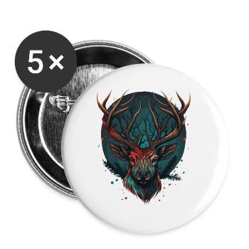 Liebe zu Hirschen - Buttons groß 56 mm (5er Pack) - Weiß - Vorne
