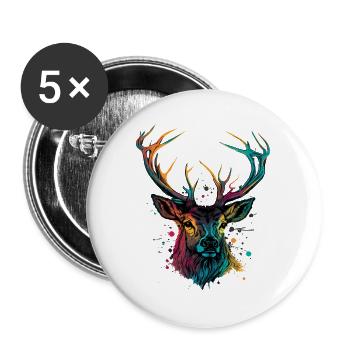 Ich liebe Hirsche - Buttons groß 56 mm (5er Pack) - Weiß - Vorne