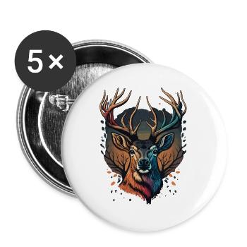 Rehbraun - Buttons groß 56 mm (5er Pack) - Weiß - Vorne