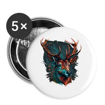 Hirschliebhaber - Buttons groß 56 mm (5er Pack) - Weiß - Vorne