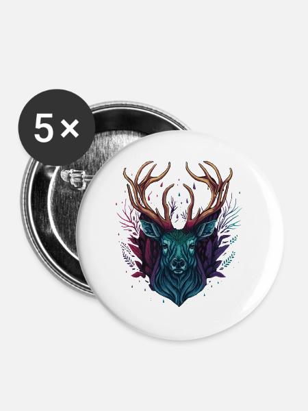 Hirsch - Buttons groß 56 mm (5er Pack) - Weiß