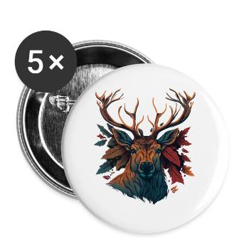 Deer Hunting Lover - Buttons large 2.2''/56 mm (5-pack) - white - Front