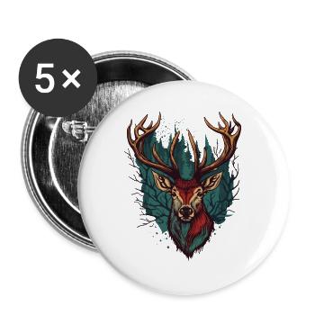 Elk Lover - Buttons large 2.2''/56 mm (5-pack) - white - Front