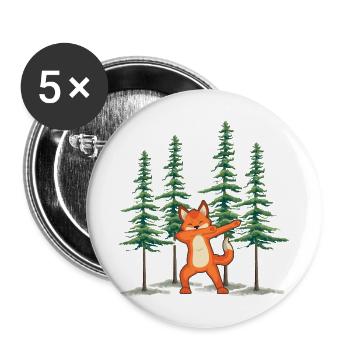 Wald shinrin yoku Waldmeditation "Fuchs im Wald" - Buttons groß 56 mm (5er Pack) - Weiß - Vorne