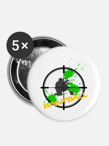 Paintball - Buttons groß 56 mm (5er Pack) - Weiß