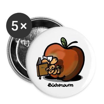 Bücherwurm - Buttons groß 56 mm (5er Pack) - Weiß - Vorne