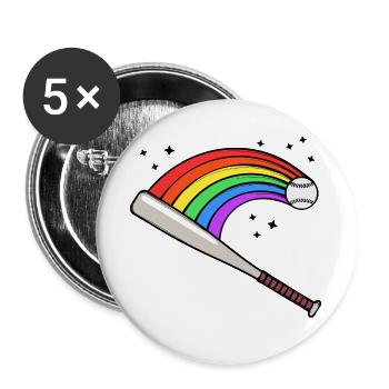 Regenbogenfahne Rechte Homosexueller Lgbt Lesben - Buttons groß 56 mm (5er Pack) - Weiß - Vorne
