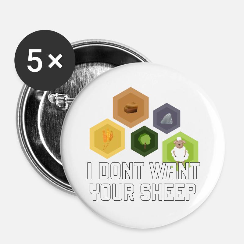 I don't want your sheep - Buttons large 2.2''/56 mm (5-pack) - white
