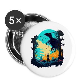 rebellious alien - Buttons large 2.2''/56 mm (5-pack) - white - Front