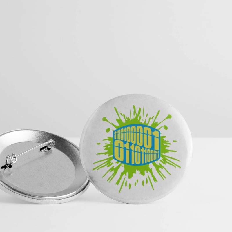 Binary Code Program Language Buttons large 2.2''/56 mm (5-pack)