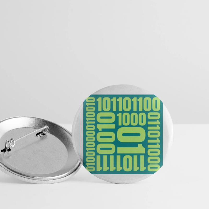 Binary Code Program Language Buttons large 2.2''/56 mm (5-pack)