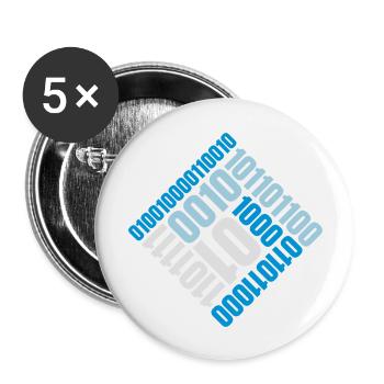 Binär Code Programm Sprache - Buttons groß 56 mm (5er Pack) - Weiß - Vorne
