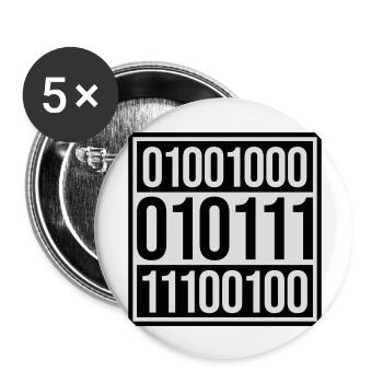 Binär Code Programm Sprache - Buttons groß 56 mm (5er Pack) - Weiß - Vorne