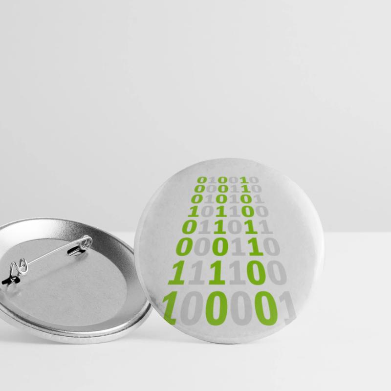 Binary Code Program Language Buttons large 2.2''/56 mm (5-pack)