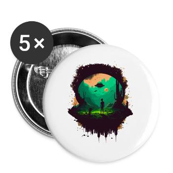 alien peace - Buttons large 2.2''/56 mm (5-pack) - white - Front