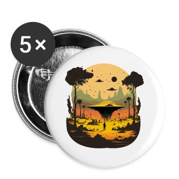 welcome to alien world - Buttons large 2.2''/56 mm (5-pack) - white - Front