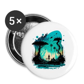 voyager - Lot de 5 grands badges (56 mm) - blanc - Devant