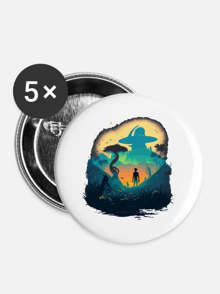 Außerirdisch - Buttons groß 56 mm (5er Pack) - Weiß