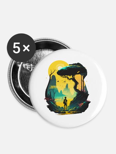 Trippy - Buttons groß 56 mm (5er Pack) - Weiß