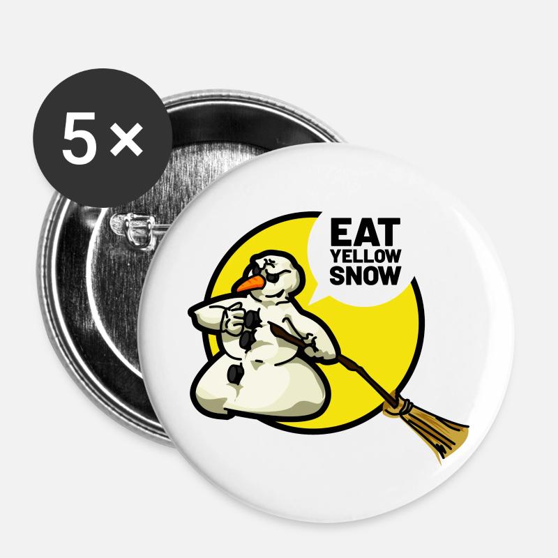 Bad Snowman Eat Yellow Snow - Buttons large 2.2''/56 mm (5-pack) - white