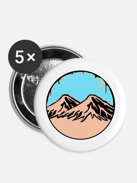 Sternenhimmel Berge - Buttons groß 56 mm (5er Pack) - Weiß
